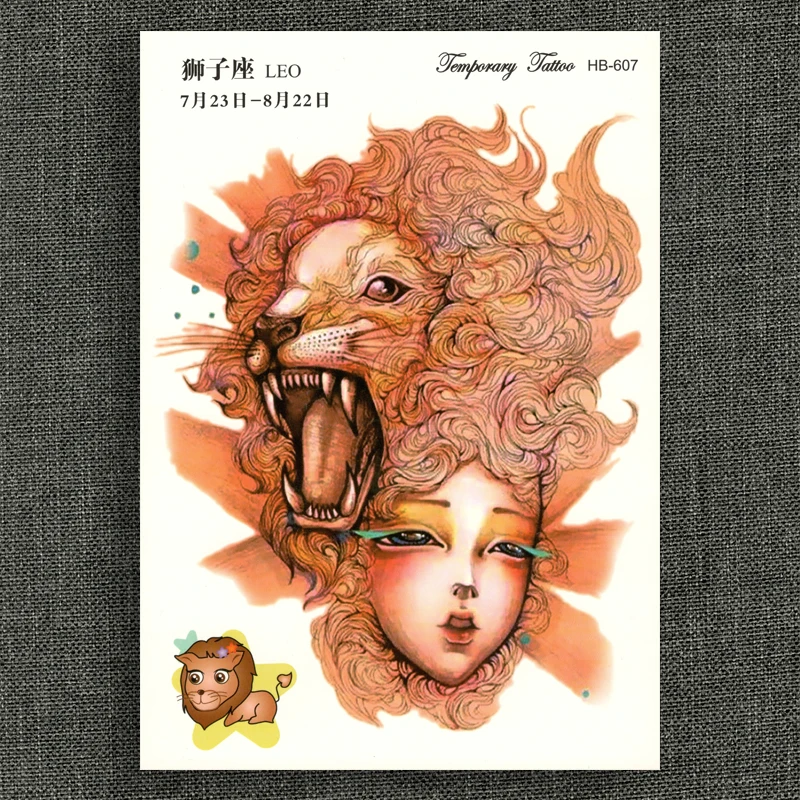 LEO Temporary Fake tattoo Water Transfer Waterproof Sticker 12 Constellation Women Men Flower Arm sexy glitter Beauty Body Art
LEO Temporary Fake tattoo Water Transfer Waterproof Sticker 12 Constellation Women Men Flower Arm sexy glitter Beauty Body Art