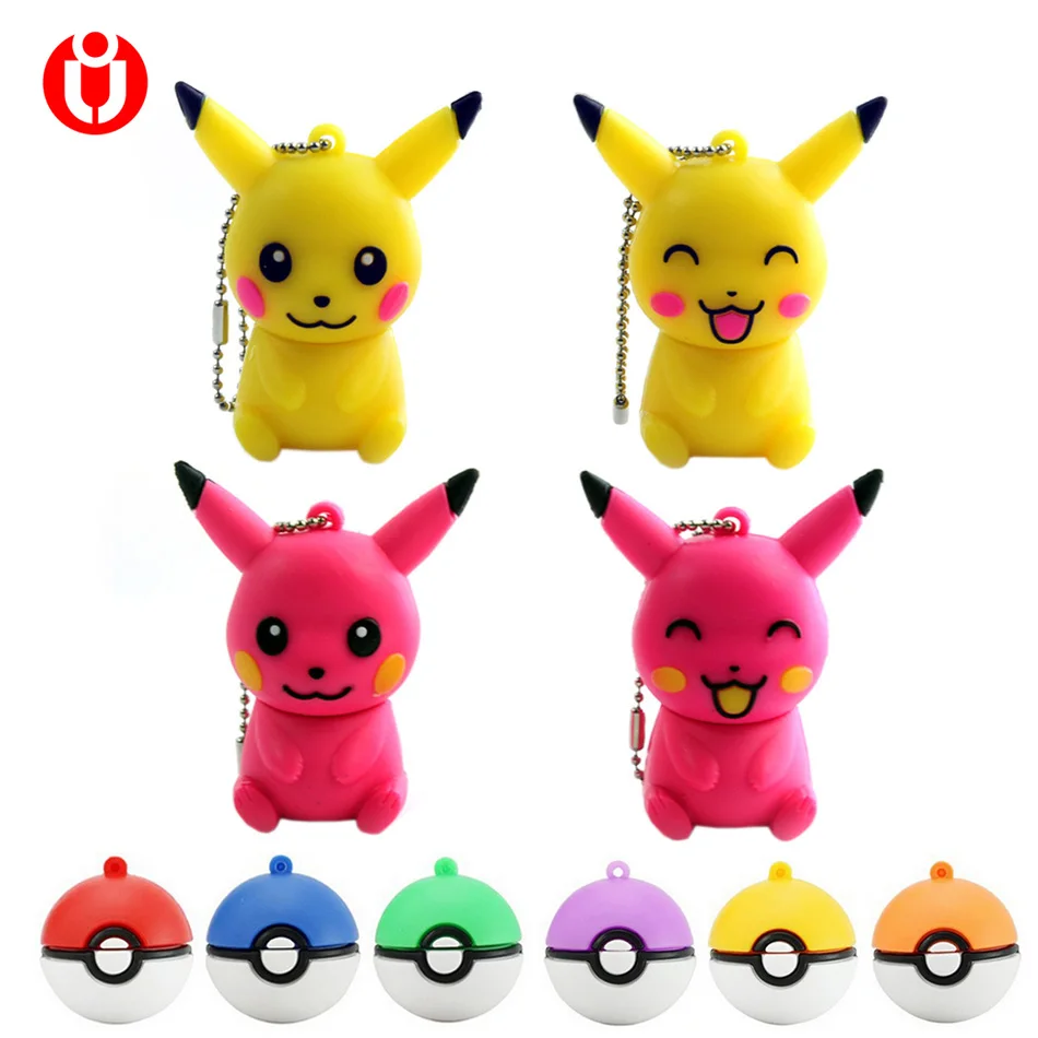 Новый мини флеш накопитель Pokemon Pikachu Подарочный 8 ГБ 16 32 64 брелок с мультяшным