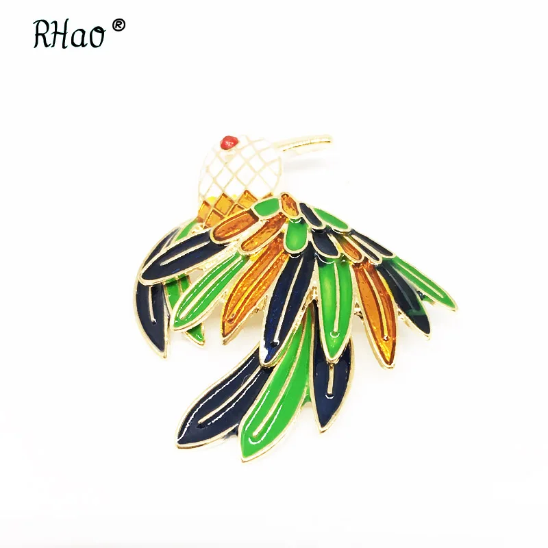 color Flying Birds Brooches Enamel White Head Green yellow Feather animal birds brooch pins for women girls lady jewelry | Украшения и