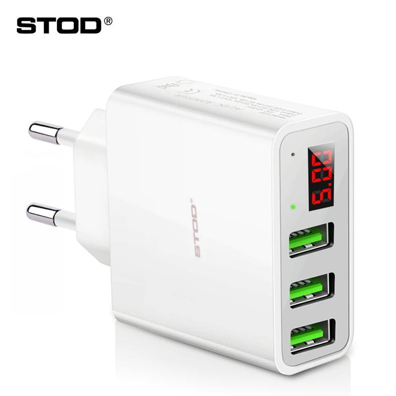 STOD 3 порта USB зарядное устройство LED шоу в реальном времени зарядка 2.4A для iPhone iPad
