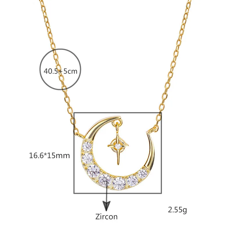 Flyleaf Moon 18k Gold Cubic Zirconia Necklaces & Pendants Real 925 Sterling Silver Necklace For Women Fashion Chain Fine Jewelry
Flyleaf Moon 18k Gold Cubic Zirconia Necklaces & Pendants Real 925 Sterling Silver Necklace For Women Fashion Chain Fine Jewelry