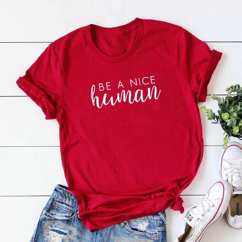 Summer Crewneck Be A Nice Human T-shirts Unisex Women Short Sleeve Tumblr Slogan Tees Tops Casual Inspirational Christian Tshirt
Summer Crewneck Be A Nice Human T-shirts Unisex Women Short Sleeve Tumblr Slogan Tees Tops Casual Inspirational Christian Tshirt