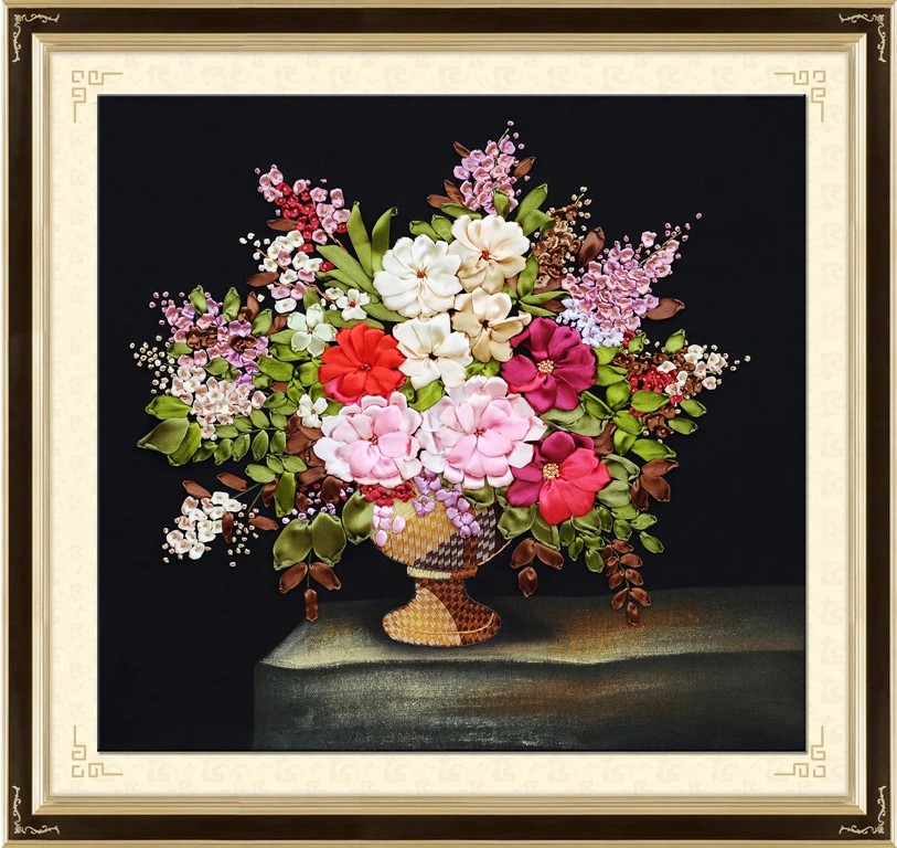 Needlework,DIY Ribbon Cross stitch Set for Embroidery kit,classic table vase flower ribbon Cross-Stitch handwork home wall decor
Needlework,DIY Ribbon Cross stitch Set for Embroidery kit,classic table vase flower ribbon Cross-Stitch handwork home wall decor