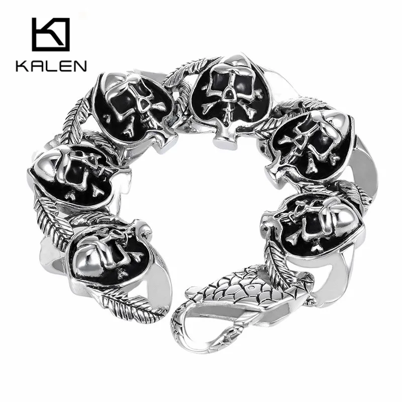KALEN 316 Stainless Steel Viking Skull Charm Bracelet Men Punk Heart Shaped Skeleton Link Chain Homme Bracelet Jewelry
KALEN 316 Stainless Steel Viking Skull Charm Bracelet Men Punk Heart Shaped Skeleton Link Chain Homme Bracelet Jewelry