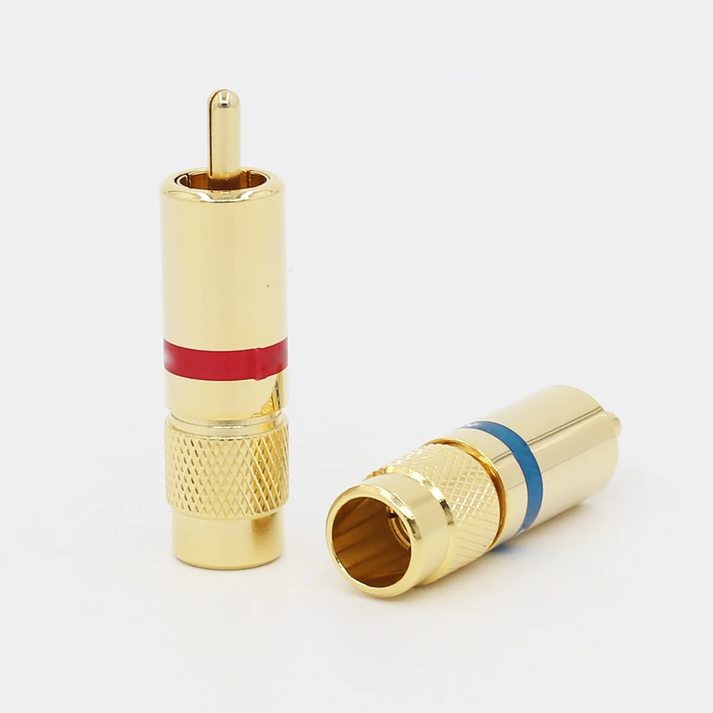 4 шт 24K позолоченный RCA разъем штекер аудио кабель пайки|Коннекторы и разъёмы| |