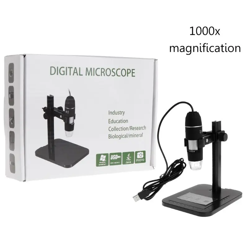 Портативный USB цифровой микроскоп 1000X 2MP 8 светодиодный эндоскоп Лупа камера HD CMOS сенсор + лифт + управляющая Калибровочная стойка
Портативный USB цифровой микроскоп 1000X 2MP 8 светодиодный эндоскоп Лупа камера HD CMOS сенсор + лифт + управляющая Калибровочная стойка