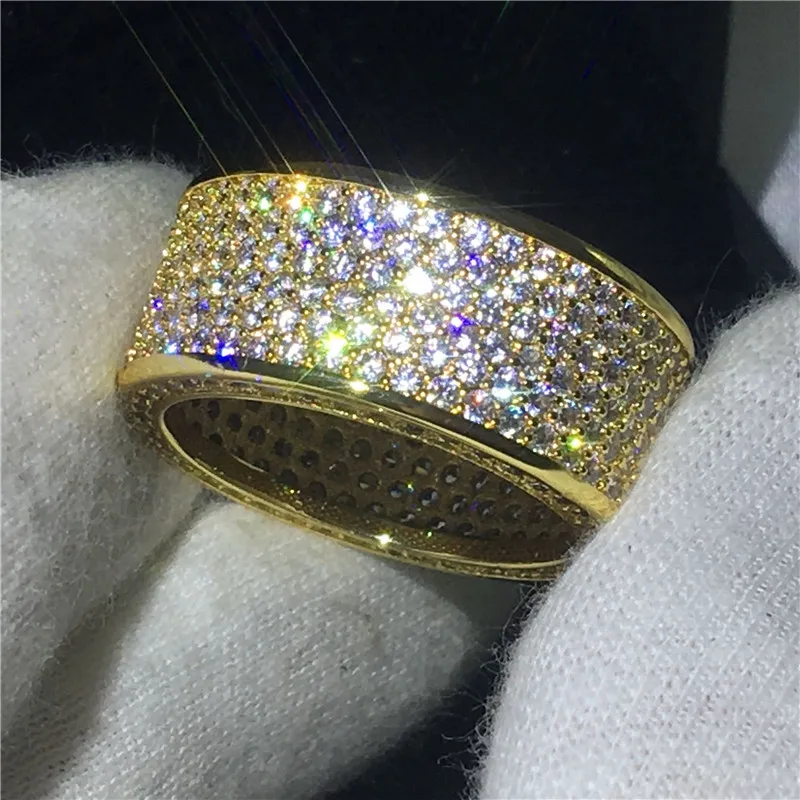 Handmade Jewelry Yellow Gold Filled ring Pave set 320pcs 5A zircon Stone Engagement Wedding Band Rings for women men
Handmade Jewelry Yellow Gold Filled ring Pave set 320pcs 5A zircon Stone Engagement Wedding Band Rings for women men