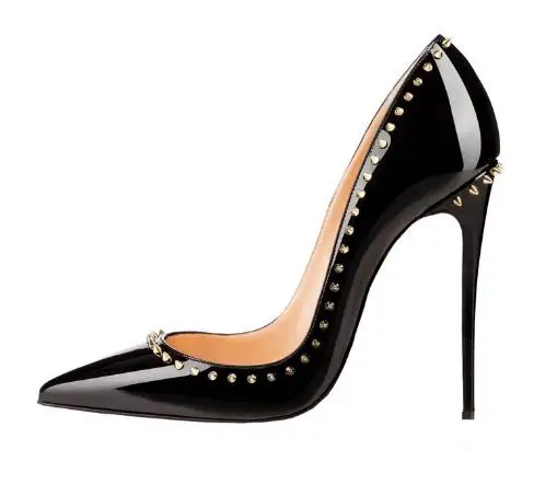 Sexy Pointed Toe Shallow Pumps for woman 12cm Red Sole Rivets Studded Black Slip on High Heel Woman Wedding Shoes Size 42 Summer
Sexy Pointed Toe Shallow Pumps for woman 12cm Red Sole Rivets Studded Black Slip on High Heel Woman Wedding Shoes Size 42 Summer