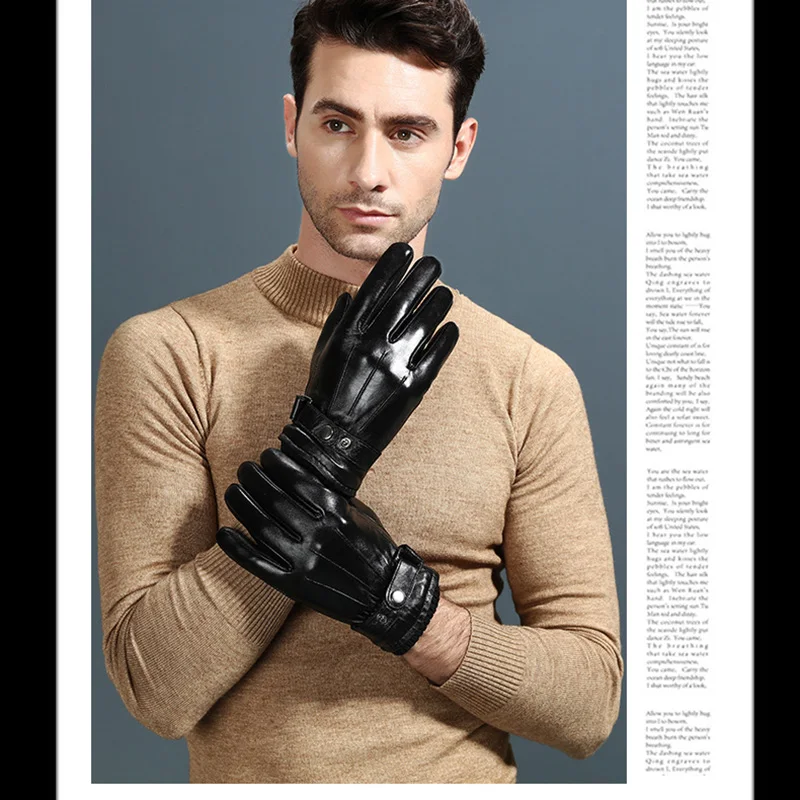 100% Genuine Leather Men Driving Gloves Outdoor Sport Winter Thermal Motorcycle Sheepskin Button Touch Screen Black Gloves
100% Genuine Leather Men Driving Gloves Outdoor Sport Winter Thermal Motorcycle Sheepskin Button Touch Screen Black Gloves