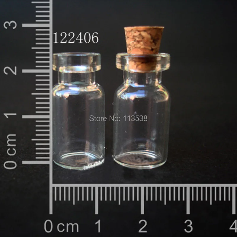 

Free ship! 300pcss/lot 12*24mm clear diy clear Glass Bottles With Cork With eye hook Wishing bottle vial 0.8ML glass pendant