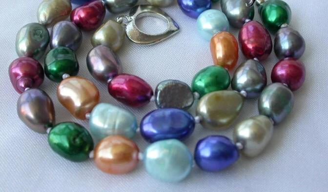 

stunning 9-11mm baroque multicolor freshwater cultured pearl necklace AAA