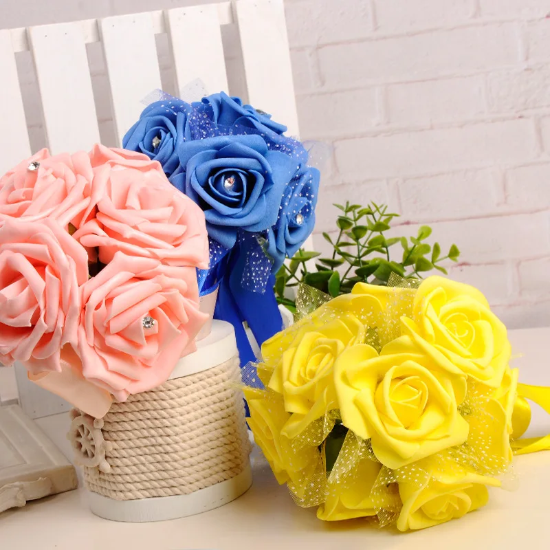 Free Shipping PE Rose Bridesmaid Foam Flowers Wedding Bridal Bouquet Classic Romantic Multicolor Ribbon De Noiva Customized
Free Shipping PE Rose Bridesmaid Foam Flowers Wedding Bridal Bouquet Classic Romantic Multicolor Ribbon De Noiva Customized