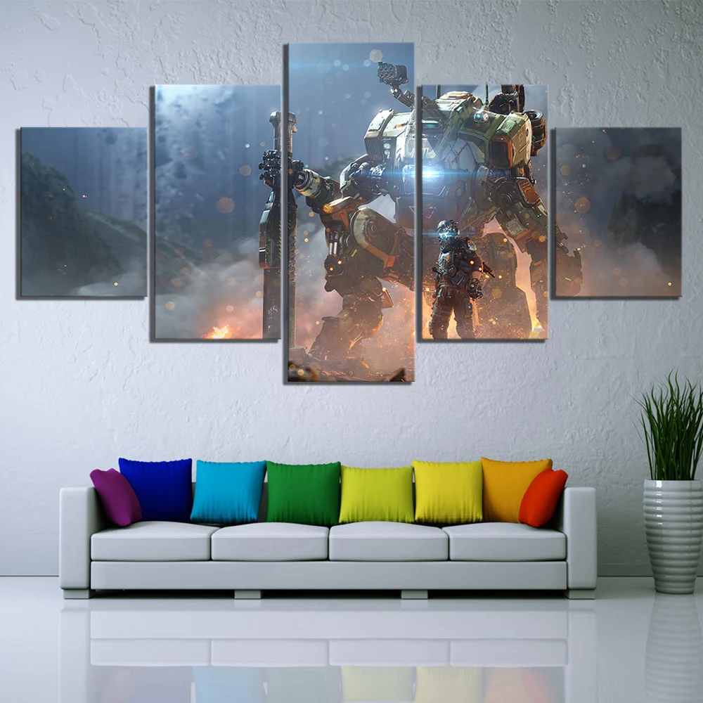 5 шт. HD картина Titanfall 2 Плакаты для видеоигр постеры боевой робот фантазия