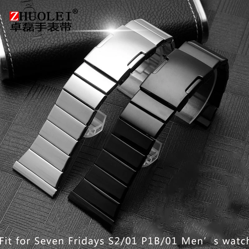 Новый мужской ремень для часов из нержавеющей стали подходит Seven Fridays S2/01 P1B/01