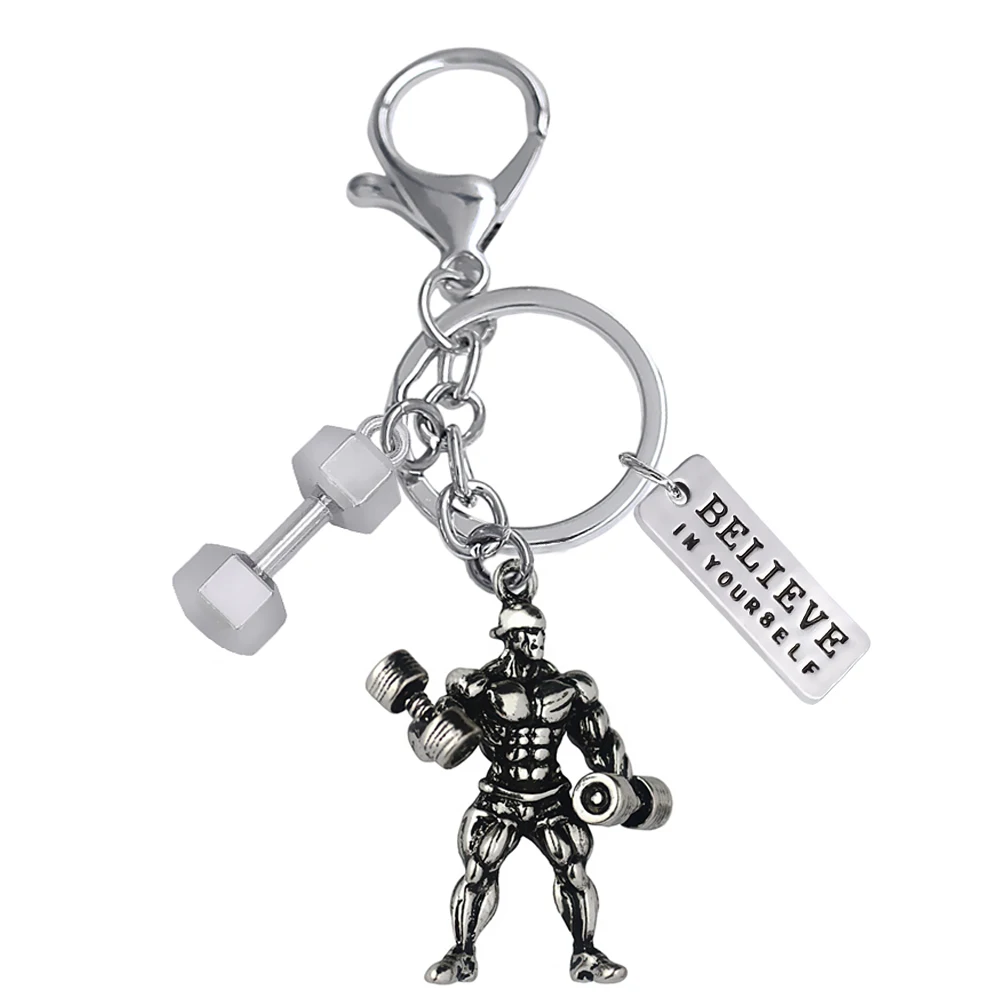 Фото Тяжеловесная фитнес-мышца Мужская металлическая подвеска цепочка для ключей