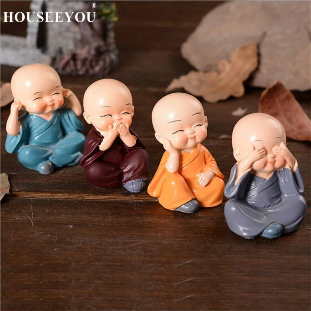 4 шт./лот подарочные скульптуры из смолы милые маленькие монухи статуи Будды