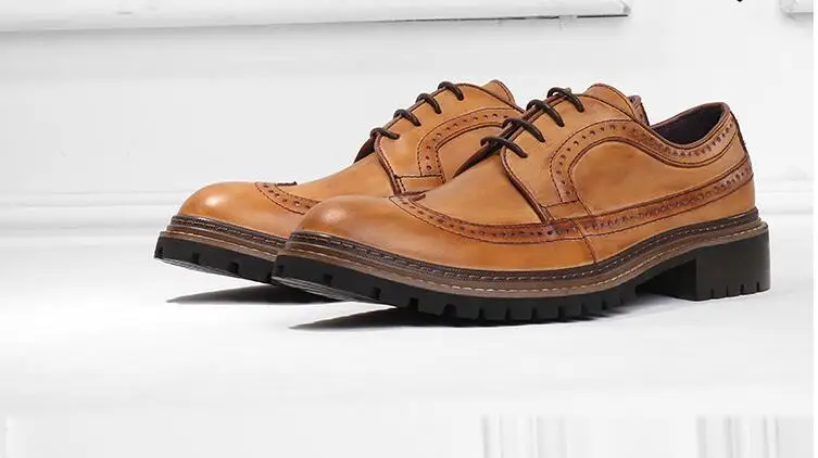 Lace-Up Men's Dress Oxfords Male Smart Casual Genuine Leather Pointed Toes Carved Solid Chunky Heel Male Height Increasing Shoes
Lace-Up Men's Dress Oxfords Male Smart Casual Genuine Leather Pointed Toes Carved Solid Chunky Heel Male Height Increasing Shoes