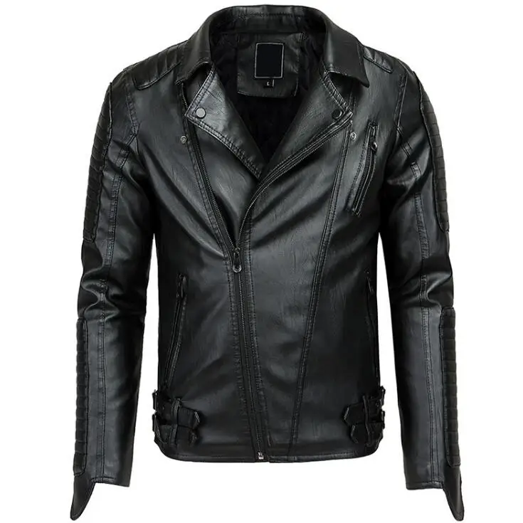 Фото Новая мужская кожаная замшевая куртка модная зимняя мотоциклетная из