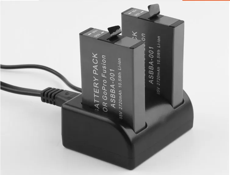 2 шт 2720mAh GoPro Fusion батареи + ЕС/США кабель двойное зарядное устройство для Gopro 360