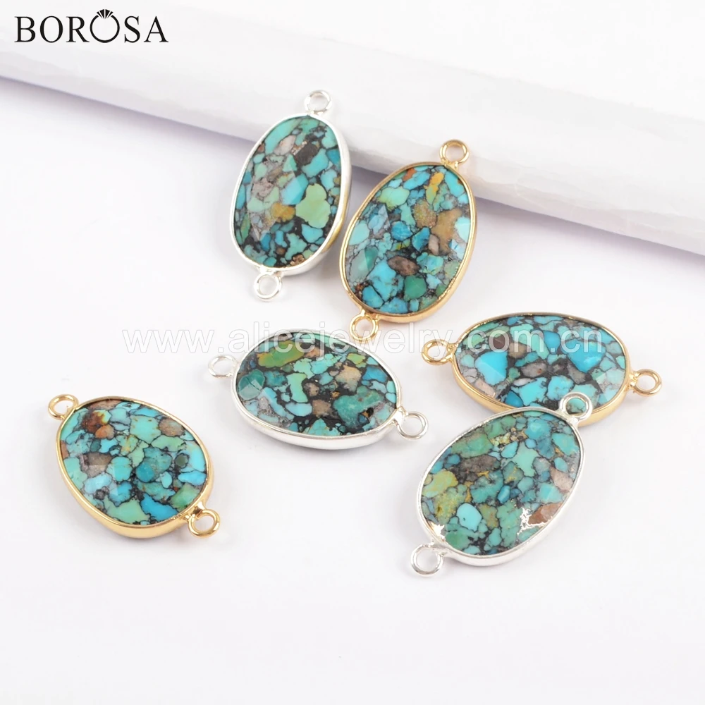 BOROSA 5PCS Natural Turquoises Faceted Connectors Copper Gold-color Natural Stones Jewelry for Charm Bracelet G1716
BOROSA 5PCS Natural Turquoises Faceted Connectors Copper Gold-color Natural Stones Jewelry for Charm Bracelet G1716