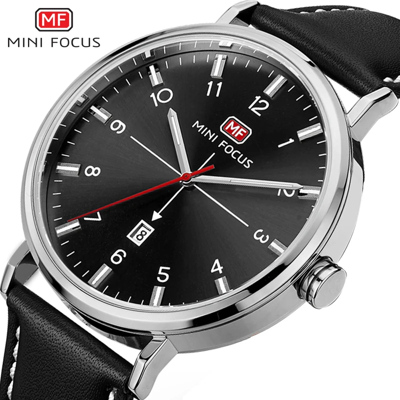 MINIFOCUS Fashion Casual Men Watches Top Brand Luxury Men's Wristwatch Quartz Watch Waterproof Brown Leather Strap Male Clocks | Наручные