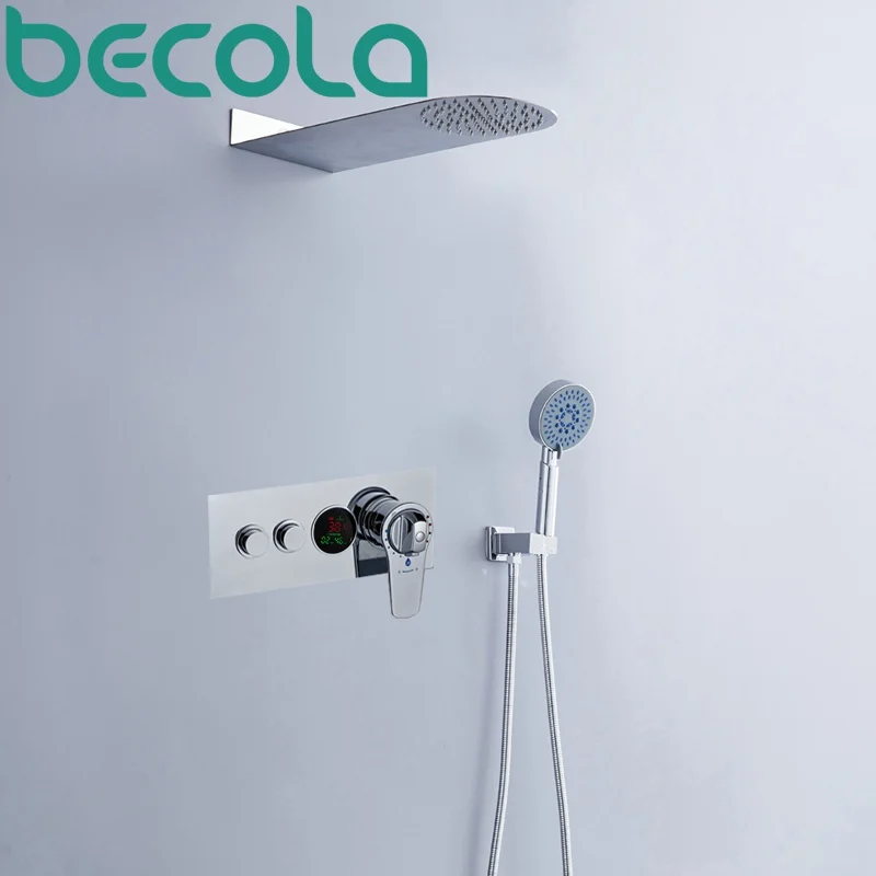 becola Thermostatic Shower set LED temperature digital display shower faucet Rainfall shower head system B-HW1001
becola Thermostatic Shower set LED temperature digital display shower faucet Rainfall shower head system B-HW1001