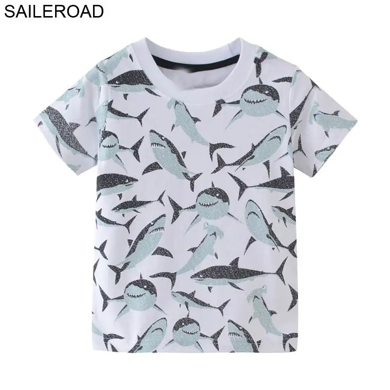 SAILEROAD 2-7 Т мультфильм животных Акула Baby Boy Футболка для детских рубашек детей Топы