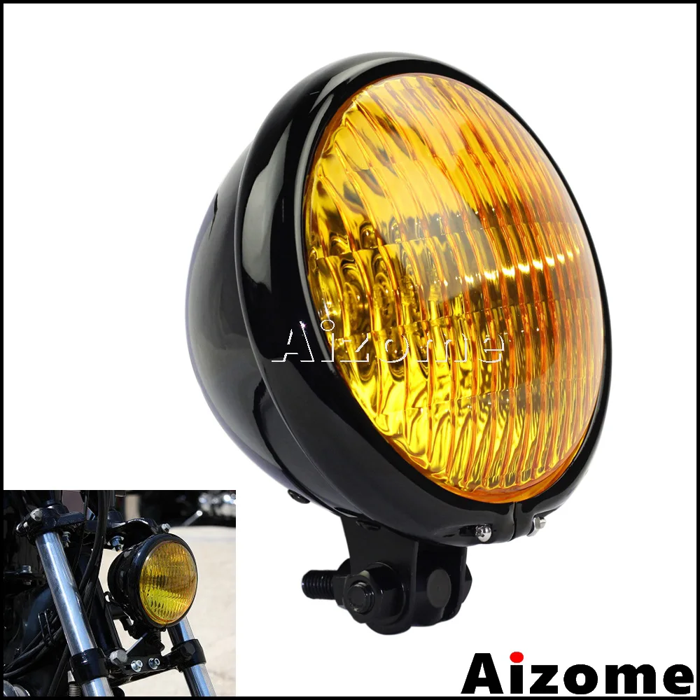 Universal Cafe Racer 5" Headlight Yellow Glass Headlamp Black H4 Front Headlight For Harley Chopper Bobber Cafe Racer Custom
Universal Cafe Racer 5" Headlight Yellow Glass Headlamp Black H4 Front Headlight For Harley Chopper Bobber Cafe Racer Custom