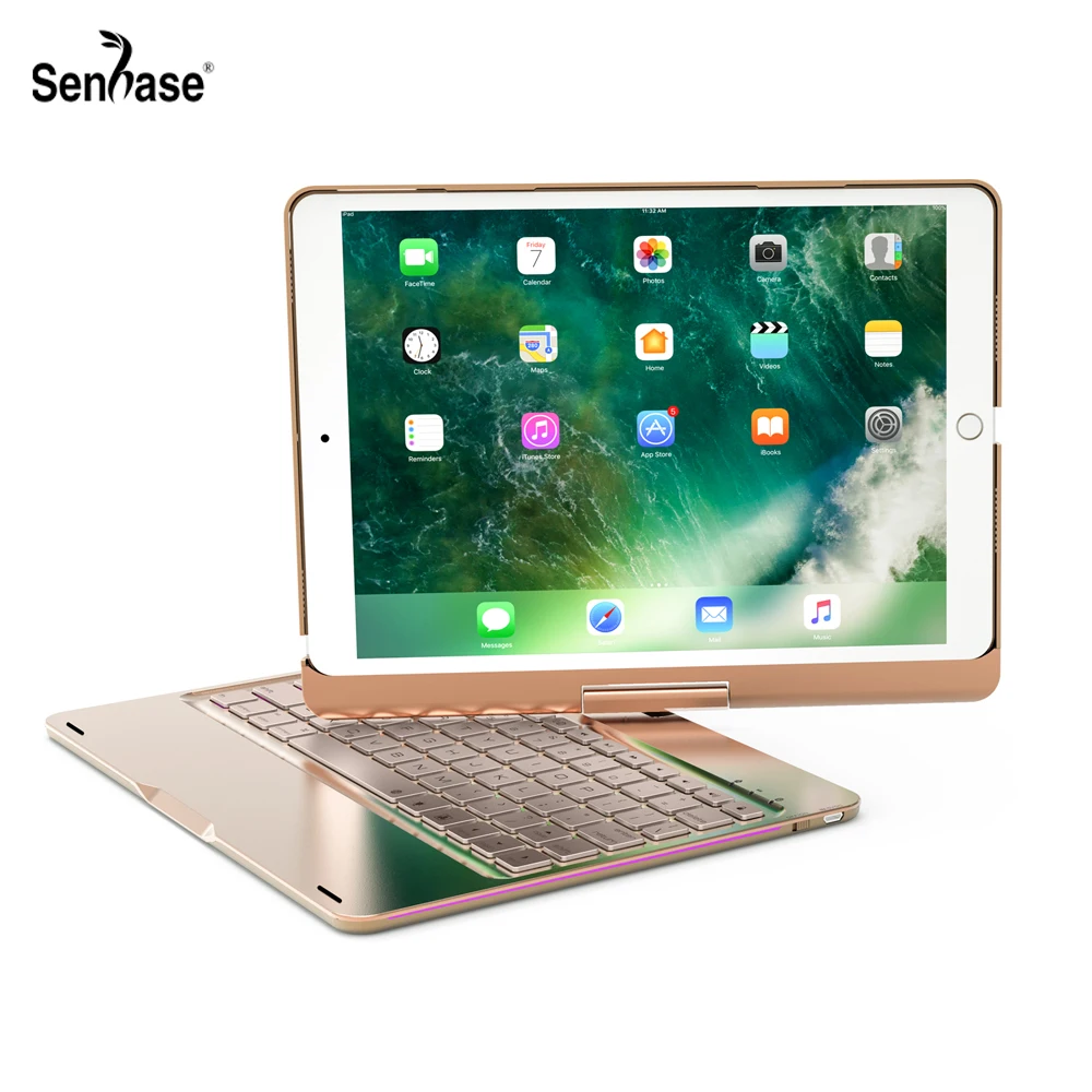 Bluetooth клавиатура с поворотом на 360 градусов 7 цветов чехол подсветкой для Apple iPad Air 3