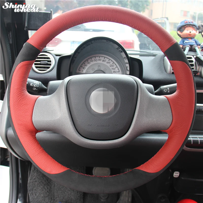 Shining wheat Hand-stitched Black Suede Red Genuine Leather Car Steering Wheel Cover for Smart Fortwo
Shining wheat Hand-stitched Black Suede Red Genuine Leather Car Steering Wheel Cover for Smart Fortwo