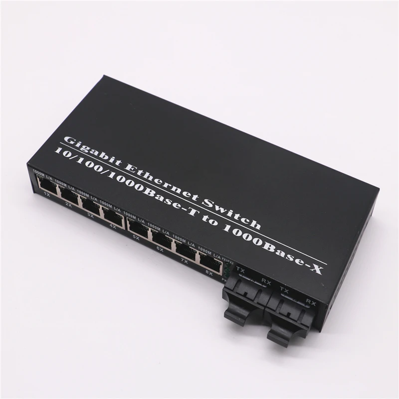 Gigabit Fiber Ethernet Switch 8-Port TX to 2-Port FX 10/100/1000Mbps SMF DX Fiber Converter Wavelength 1310nm 20km SC Connector
Gigabit Fiber Ethernet Switch 8-Port TX to 2-Port FX 10/100/1000Mbps SMF DX Fiber Converter Wavelength 1310nm 20km SC Connector