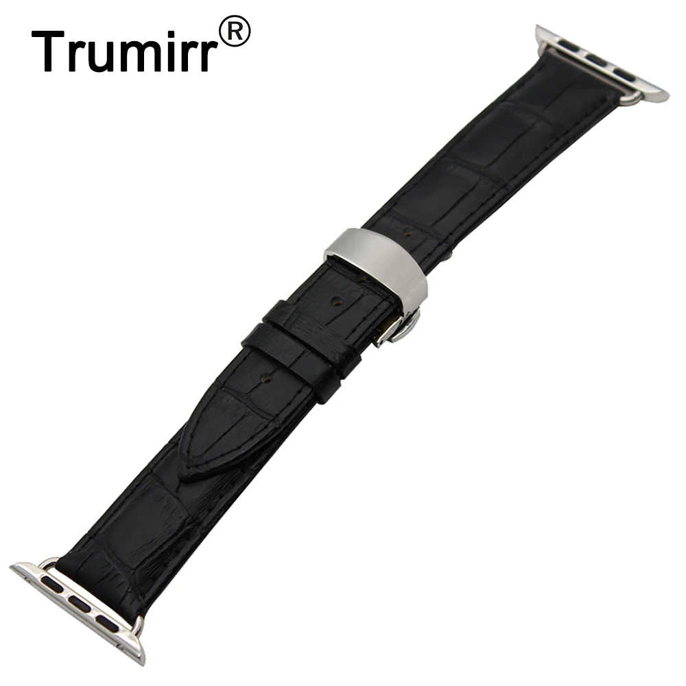 Genuine Leather Watchband Butterfly Clasp Strap for 38mm 42mm iWatch Apple Watch Band Wrist Belt Bracelet Black Brown + Adapter
Genuine Leather Watchband Butterfly Clasp Strap for 38mm 42mm iWatch Apple Watch Band Wrist Belt Bracelet Black Brown + Adapter