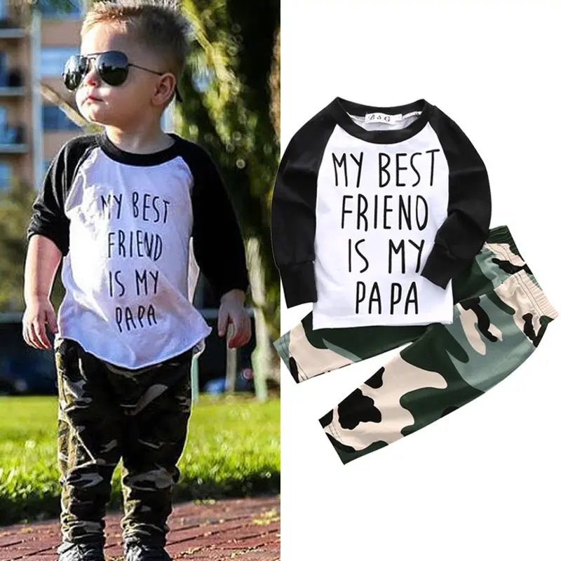 Infant Baby Clothing Suits Boys Kleding My Best Friend PaPa Tops+Camouflage Pants Newborn Clothing Fashion Sets
Infant Baby Clothing Suits Boys Kleding My Best Friend PaPa Tops+Camouflage Pants Newborn Clothing Fashion Sets