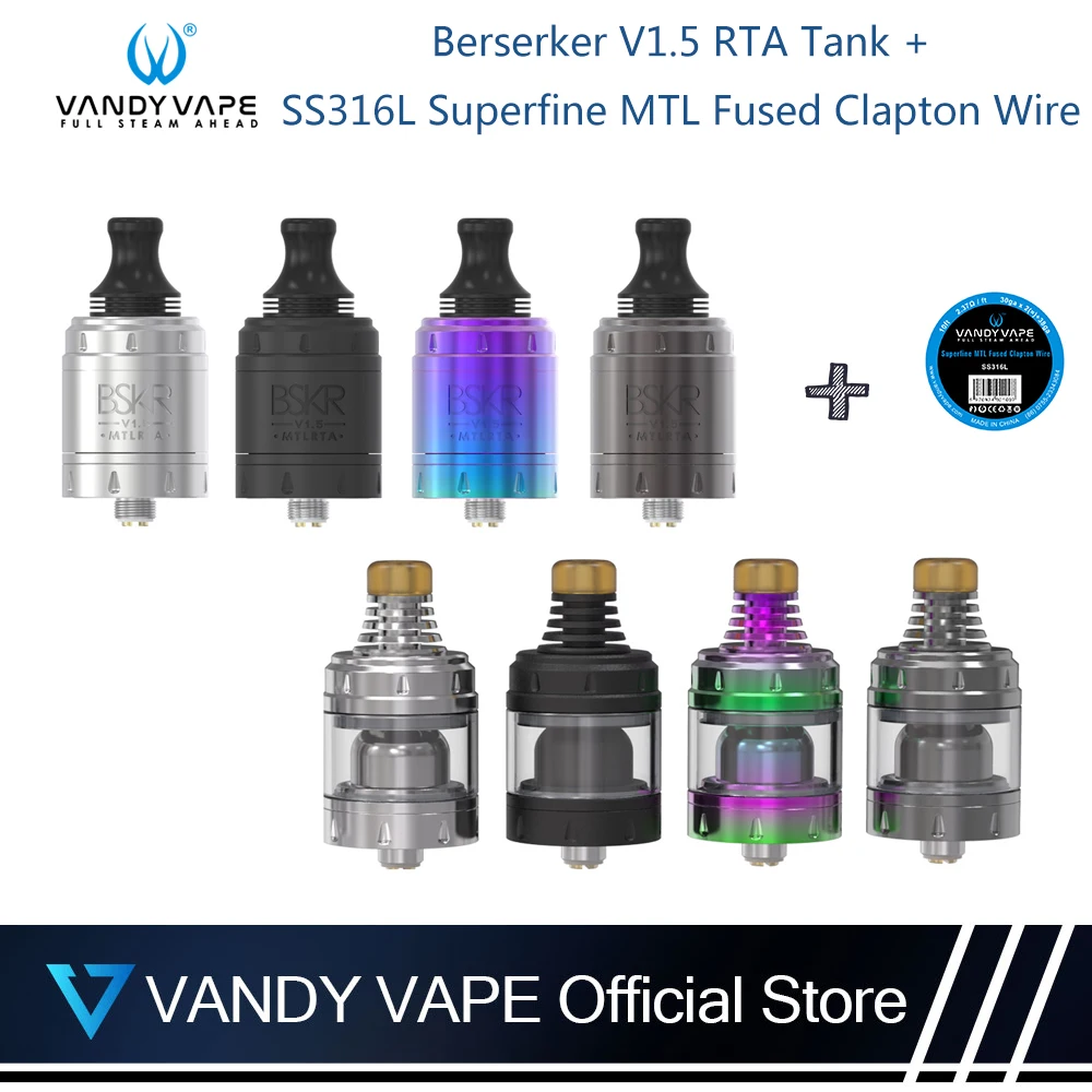 Оригинальный Vandy vape Berserker V1.5 RTA бак с SS316L Superfine MTL плавленый Clapton Wire Upgrade Vandyvape