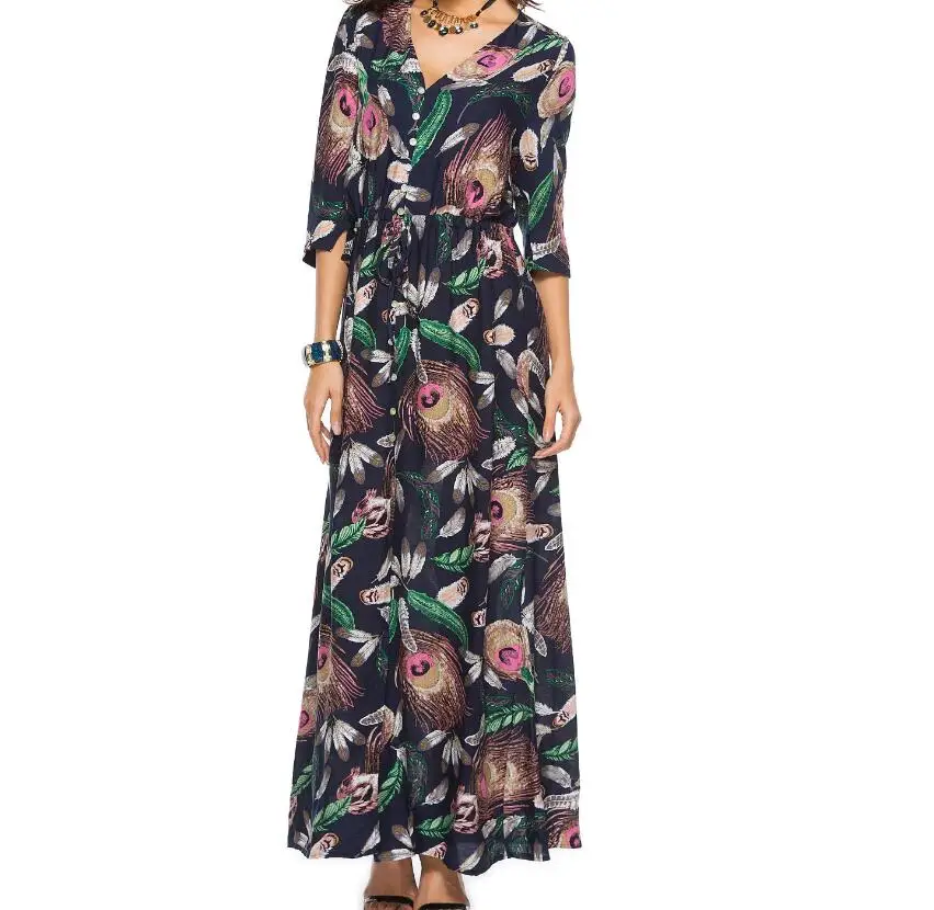 2019 new Button Ruffle floral print long dress Women v neck summer dress female Casual boho bow Tie Split maxi dress vestidos
2019 new Button Ruffle floral print long dress Women v neck summer dress female Casual boho bow Tie Split maxi dress vestidos