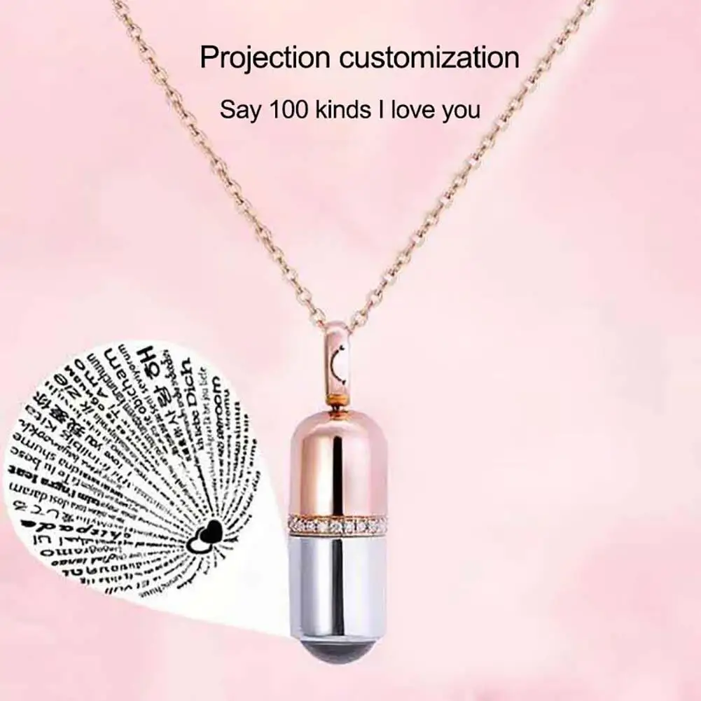 

Necklace Creative Capsule Pendant 100 Languages I LOVE YOU Carved Necklace Valentine Gift Necklace Mini love letter Necklace