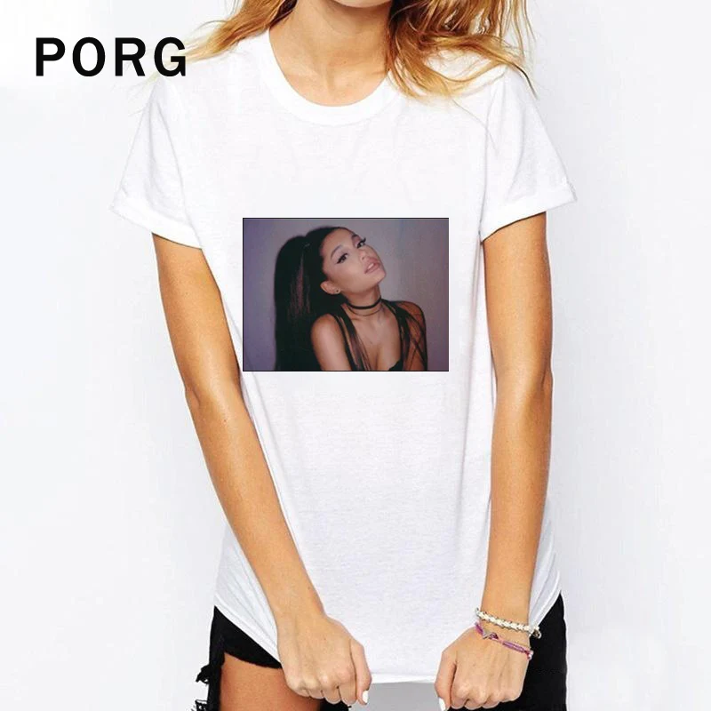 Женская уличная футболка Ariana Grande белая с принтом Thank U Next летняя одежда