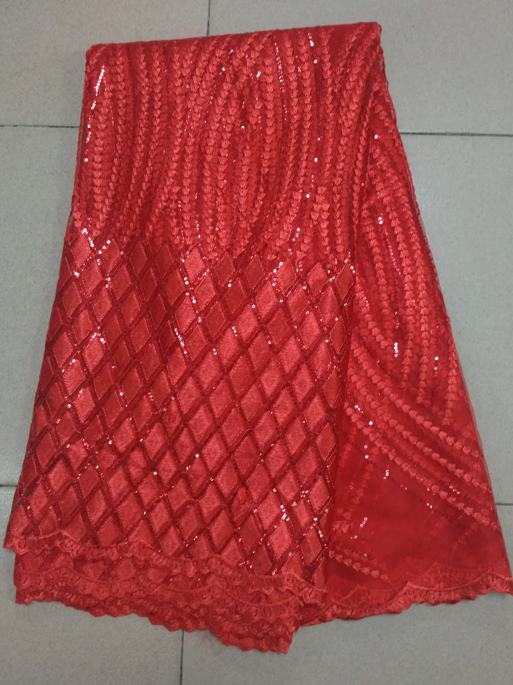 Popular African Lace Fabric High Quality French Lace / Net Lace / Cord Embroidery Lace Fabric With Sequins For Wedding Dress Red
Popular African Lace Fabric High Quality French Lace / Net Lace / Cord Embroidery Lace Fabric With Sequins For Wedding Dress Red