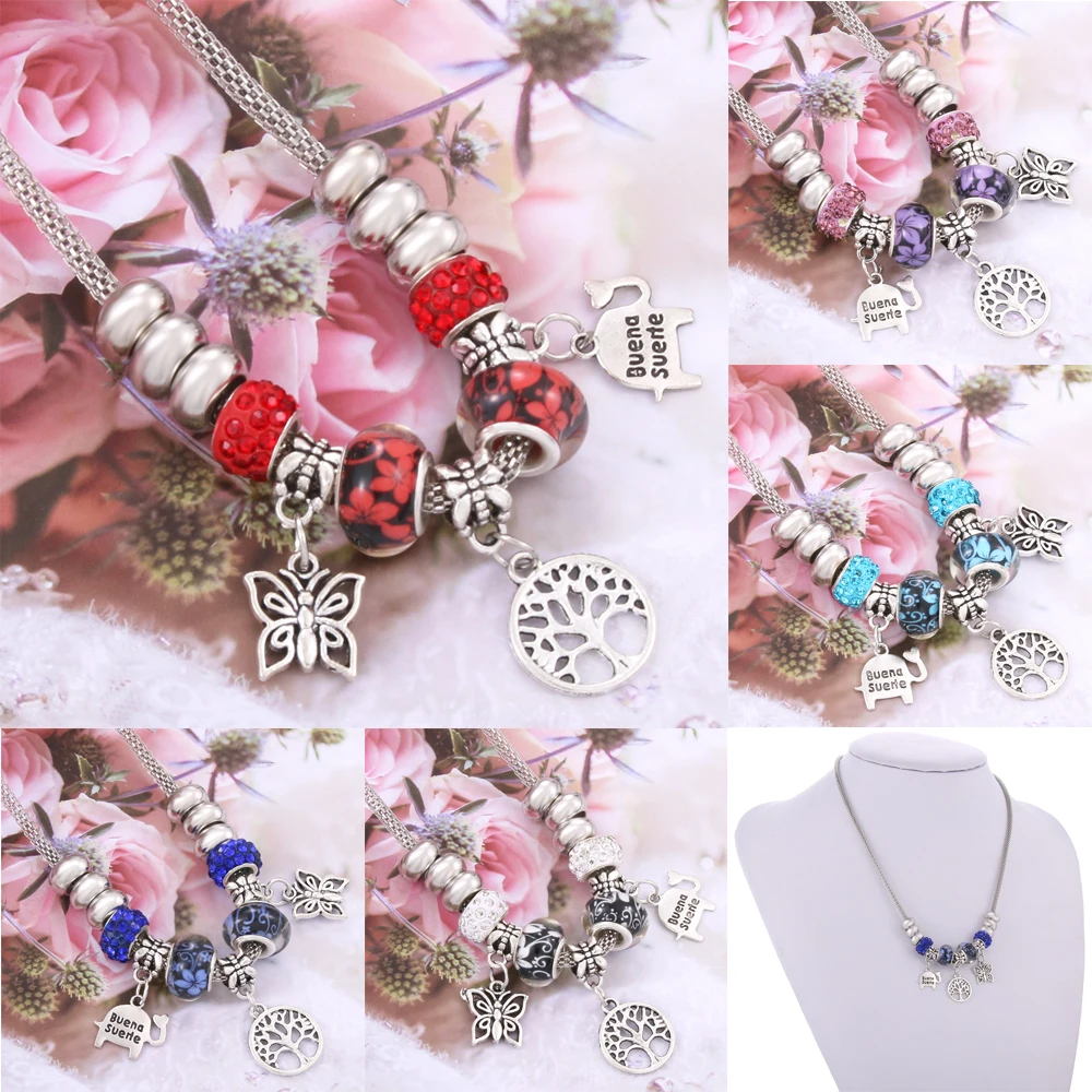 Butterfly Life Tree Buena Suena Pig pattern Charm necklace For Women Glass Beads Brand Bracelet & Sweater chain DIY Jewelry Gift
Butterfly Life Tree Buena Suena Pig pattern Charm necklace For Women Glass Beads Brand Bracelet & Sweater chain DIY Jewelry Gift