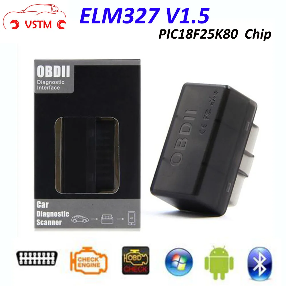 VSTM V1.5 ELM327 Bluetooth с чипом PIC18F25K80 Авто OBD 2 OBDII диагностический сканер ELM 327 Android полной