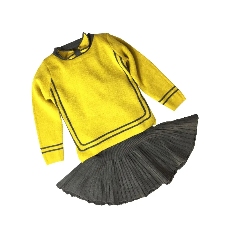 New Fashion Girls Clothing Set Yellow Top + Gray Dress 2pcs For Baby Girls Clothes Children Suits Kids Autumn Knitted Outerwear
New Fashion Girls Clothing Set Yellow Top + Gray Dress 2pcs For Baby Girls Clothes Children Suits Kids Autumn Knitted Outerwear