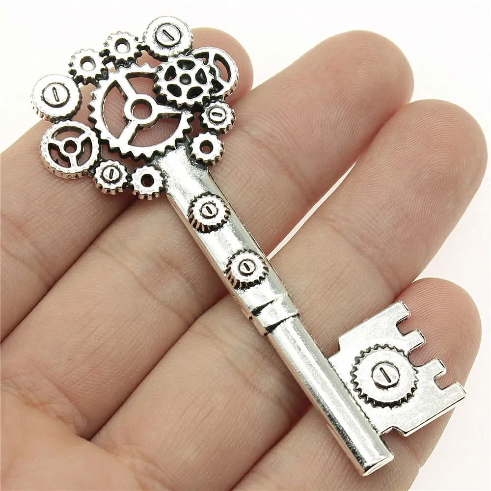 WYSIWYG 2pcs 32x72mm Vintage Charms Hollow Steampunk Gear Key Pendant 2 Colors Fit Bracelets DIY Metal Jewelry Making
WYSIWYG 2pcs 32x72mm Vintage Charms Hollow Steampunk Gear Key Pendant 2 Colors Fit Bracelets DIY Metal Jewelry Making