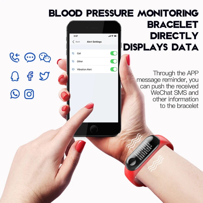 Цвет Экран детская Для женщин браслет крови pressureheart Rate Monitor Смарт часы шагомер для