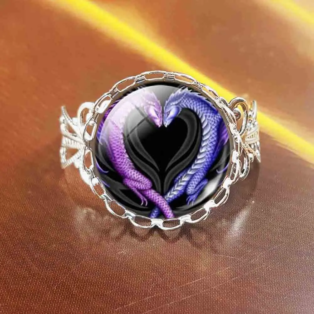Qiyufang Charms Anime Rings Vintage Dragon ring Heart Glass Cabochon Statement Jewelry for Women
Qiyufang Charms Anime Rings Vintage Dragon ring Heart Glass Cabochon Statement Jewelry for Women
