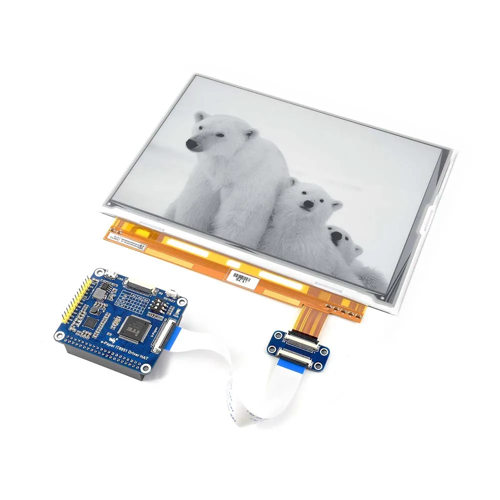 1200*825, 9.7inch E-Ink display HAT for Raspberry Pi, IT8951 controller, USB/SPI/I80 interface..
1200*825, 9.7inch E-Ink display HAT for Raspberry Pi, IT8951 controller, USB/SPI/I80 interface..