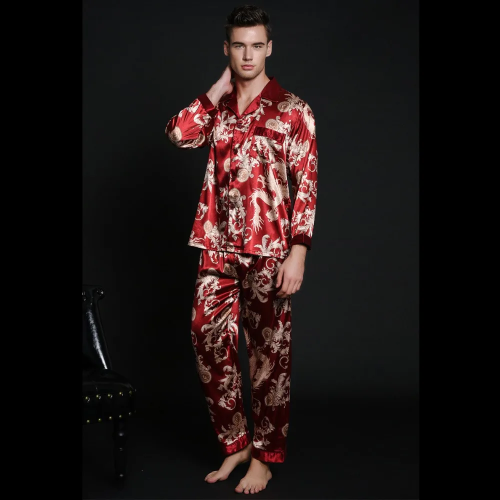 2017 New High Quality 2PCS Chinese Men's Satin Silk Pajamas Sets Long Sleeve Pyjama Suits Casual Sleepwear Shirt+Pants L XL 2XL
2017 New High Quality 2PCS Chinese Men's Satin Silk Pajamas Sets Long Sleeve Pyjama Suits Casual Sleepwear Shirt+Pants L XL 2XL