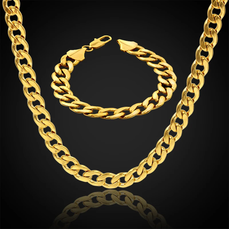 Trendy Men's 316L Stainless Steel Cuban Link Chain Necklace & Bracelet Set Gold Color Fashion Thick Jewelry Sets Dropshipping
Trendy Men's 316L Stainless Steel Cuban Link Chain Necklace & Bracelet Set Gold Color Fashion Thick Jewelry Sets Dropshipping