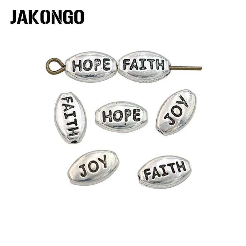 JAKONGO Antique Silver Plated Faith Hope Joy Spacer Loose Beads for Making Bracelet Jewelry Accessories DIY Handmade 30pcs
JAKONGO Antique Silver Plated Faith Hope Joy Spacer Loose Beads for Making Bracelet Jewelry Accessories DIY Handmade 30pcs