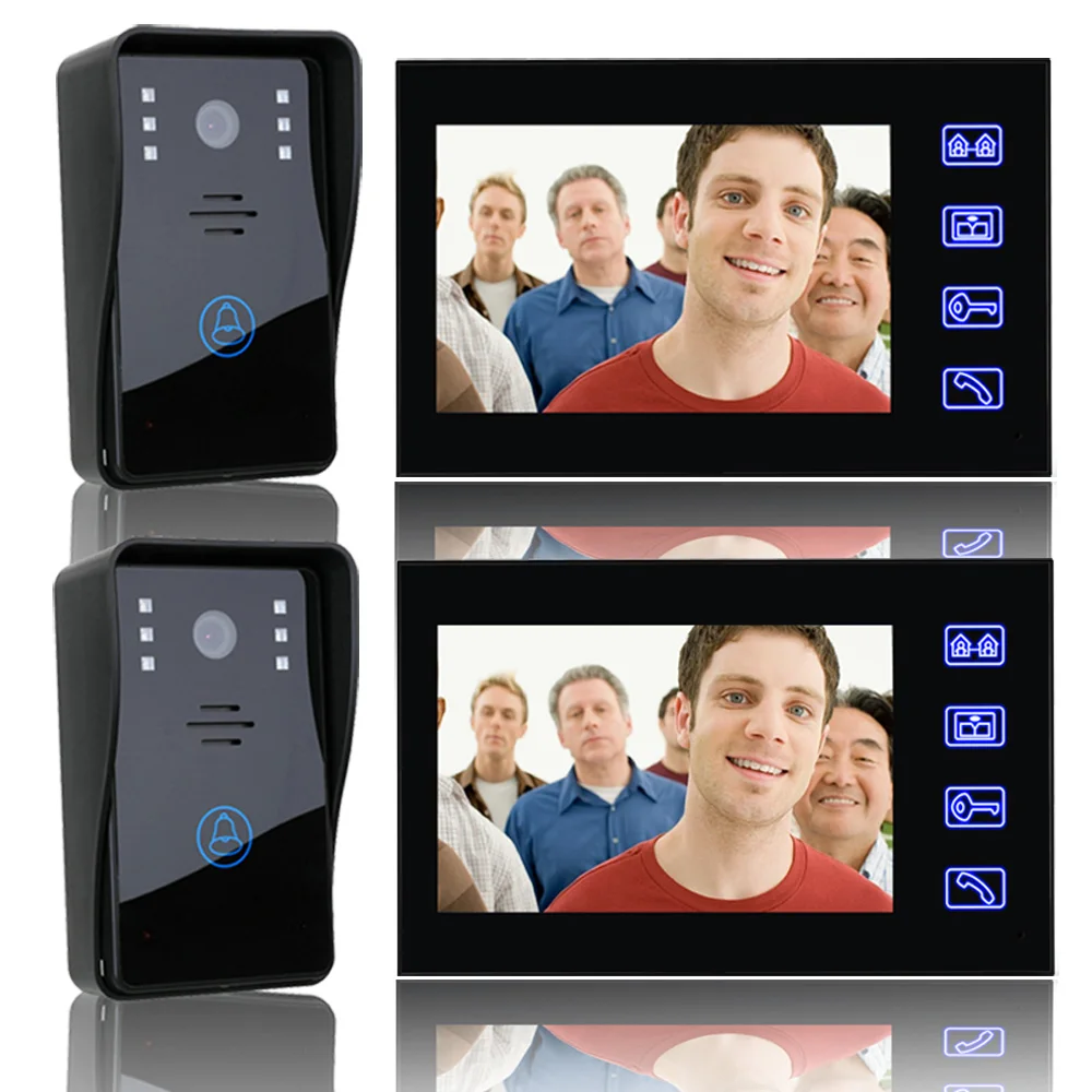 7" Video Door Phone Intercom Doorbell with 2pcs 1000TVL Outdoor Security CCTV Camera + 2 pcs Indoor Monitor Home Security
7" Video Door Phone Intercom Doorbell with 2pcs 1000TVL Outdoor Security CCTV Camera + 2 pcs Indoor Monitor Home Security