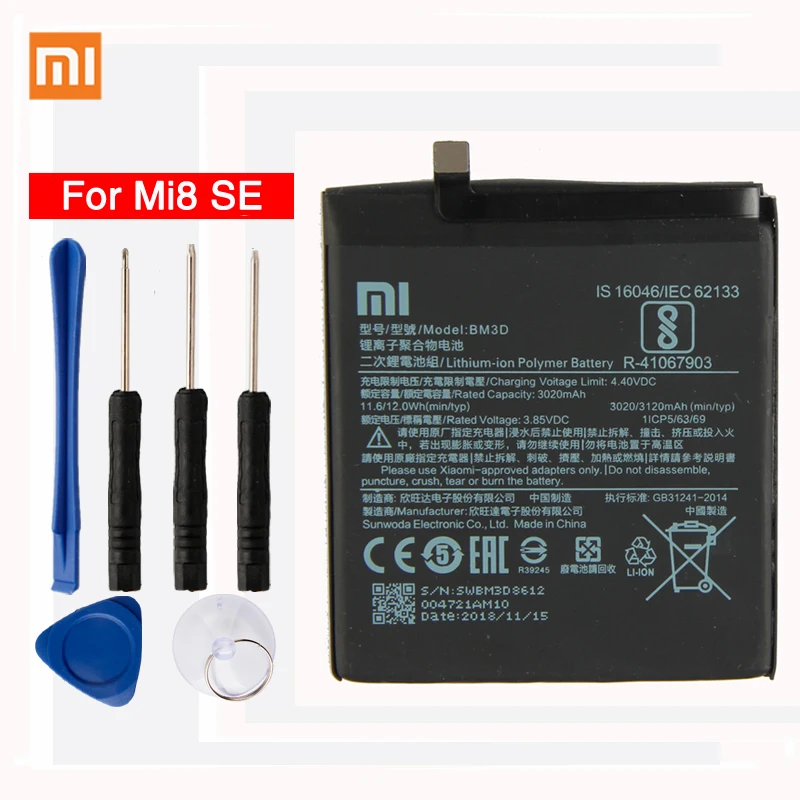 Оригинальный телефон XIAOMI BM3D аккумулятор большой емкости для XiaoMi Mi 8 SE Mi8se 3120 мАч |